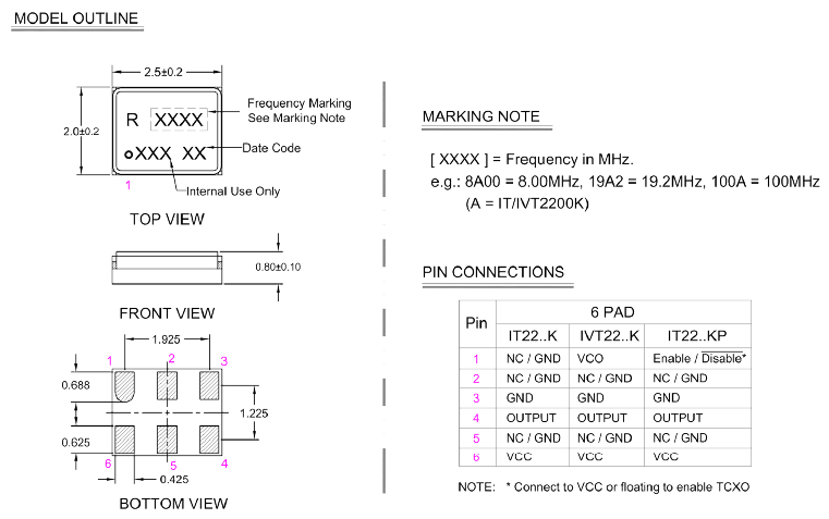 IT2200K 2520 TCXO IT2200K 2520 TCXO