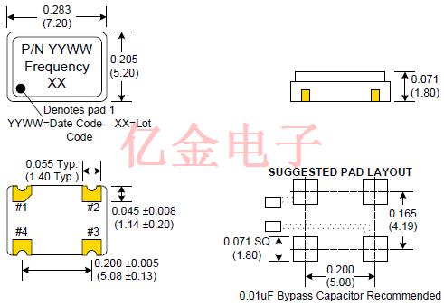 Crystek晶振,C33xx系列時鐘晶體振蕩器,C3392-16.000MHz晶振